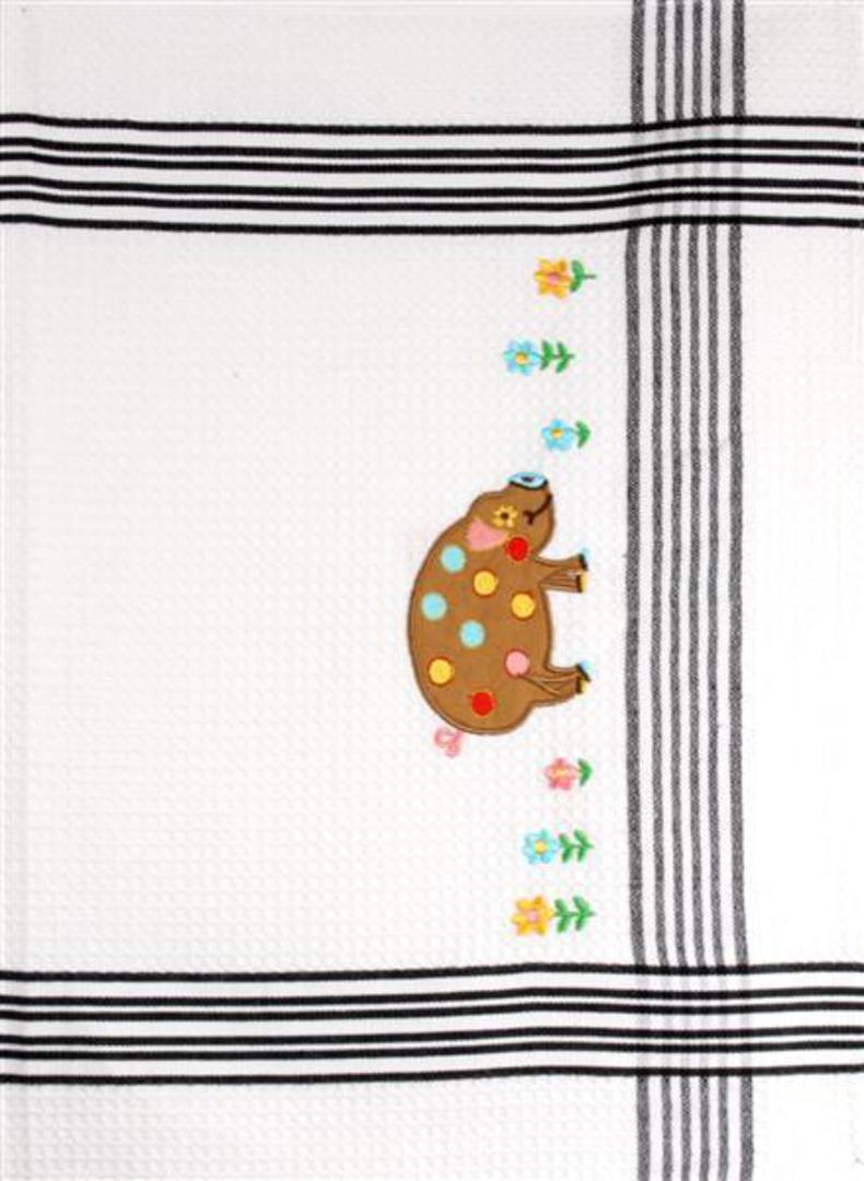 "Piggy" embroidered tea towel. CODE: T/T-PIG image 0